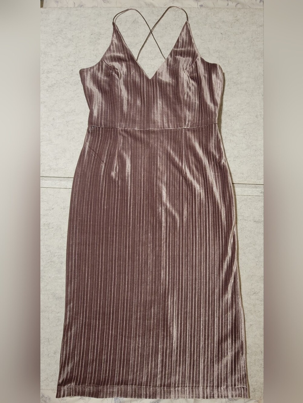 NWT Black Swan Plissé Pleated Velvet Midi Dress Mauve Medium